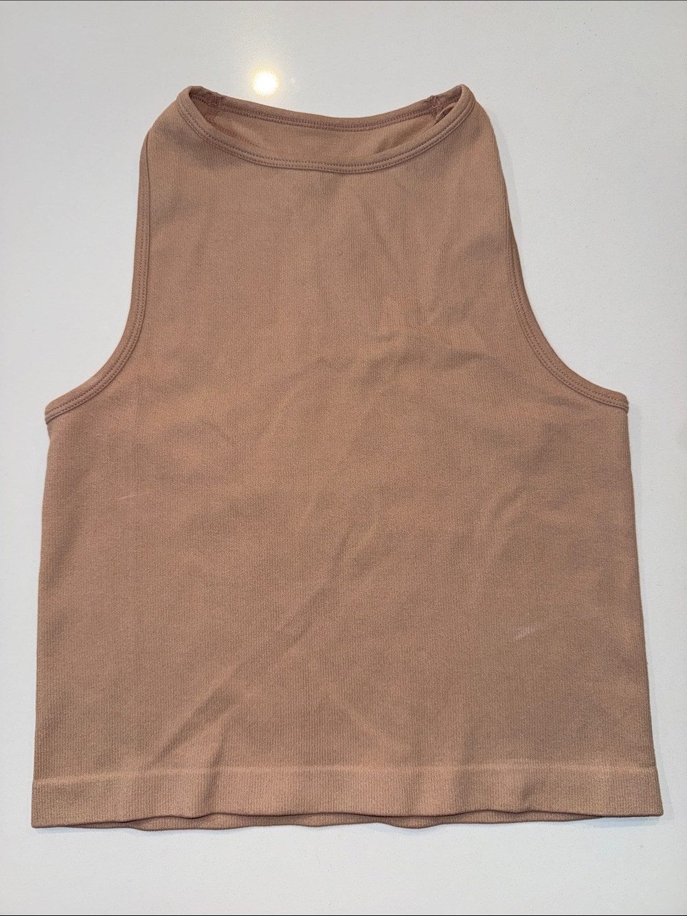 Intimately Free People Happiness Runs High Neck Ribbed Crop Tank Top XS/S Tan
